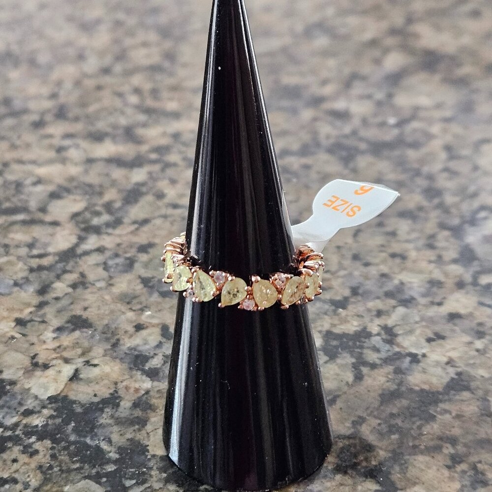 Bomb Party RBP7801 "Infinite Moments" Yellow Ice Crystal Rose Gold Sz 6
